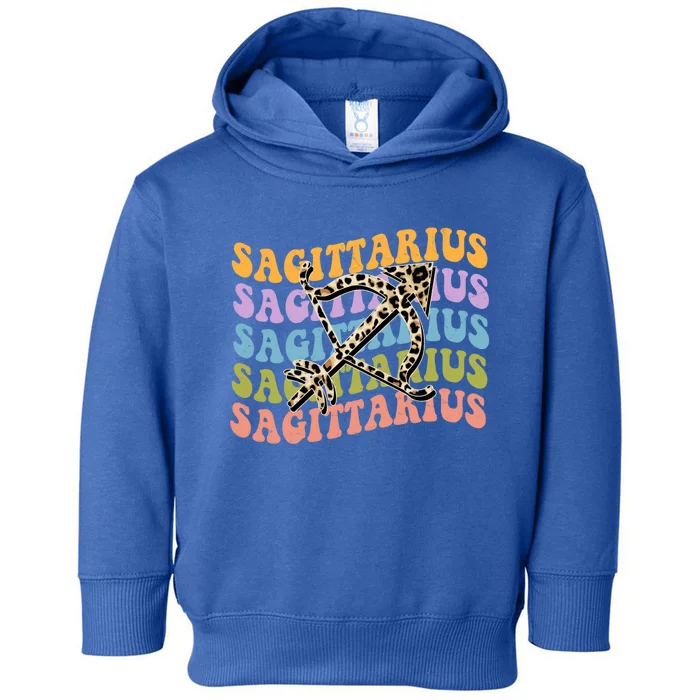 Sagittarius Gift Zodiac Birthday Retro Groovy Gift Toddler Hoodie