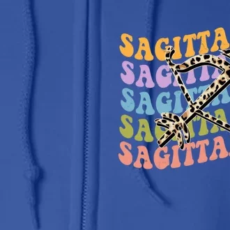 Sagittarius Gift Zodiac Birthday Retro Groovy Gift Full Zip Hoodie