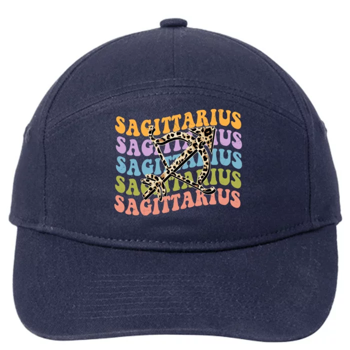 Sagittarius Gift Zodiac Birthday Retro Groovy Gift 7-Panel Snapback Hat