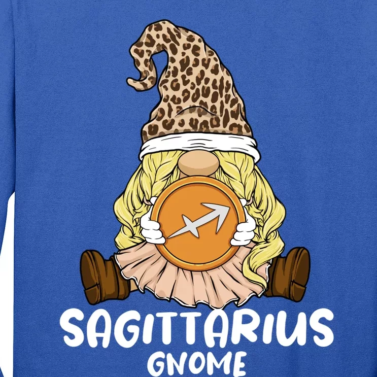 Sagittarius Gnome Zodiac Sign Leopard Print Hat Funny Gift Long Sleeve Shirt