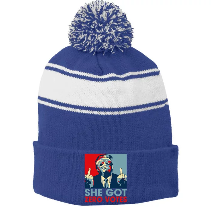 She Got Zero Vote Trump 2024 Stripe Pom Pom Beanie