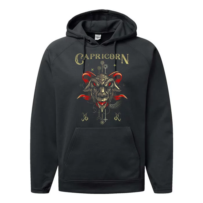 Sea Goat Zodiac Sign Symbol Horoscope Capricorn Performance Fleece Hoodie