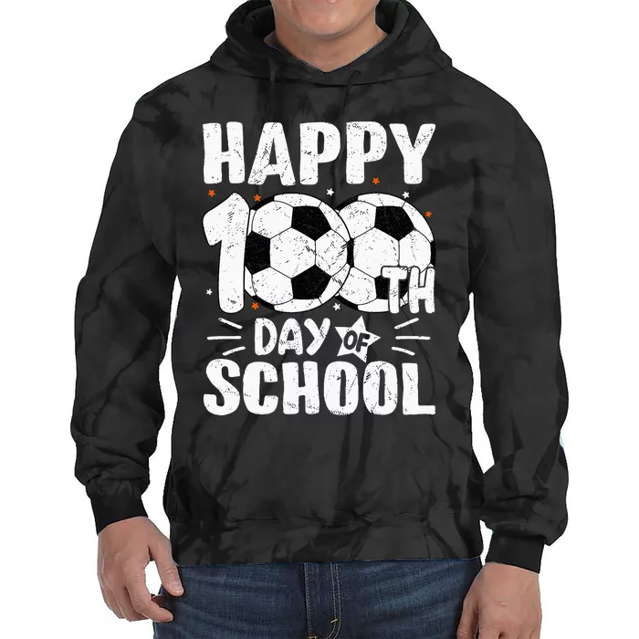 Soccer Happy 100th Day Of School Teacher Tie Dye Hoodie