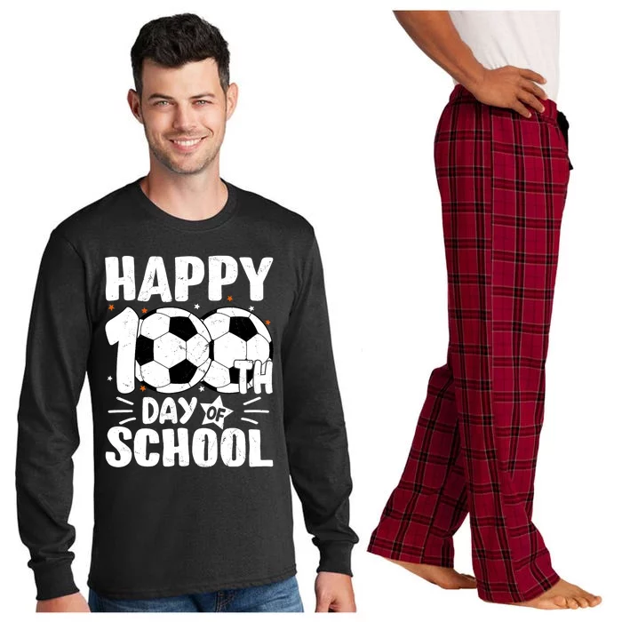 Soccer Happy 100th Day Of School Design Teacher Long Sleeve Pajama Set