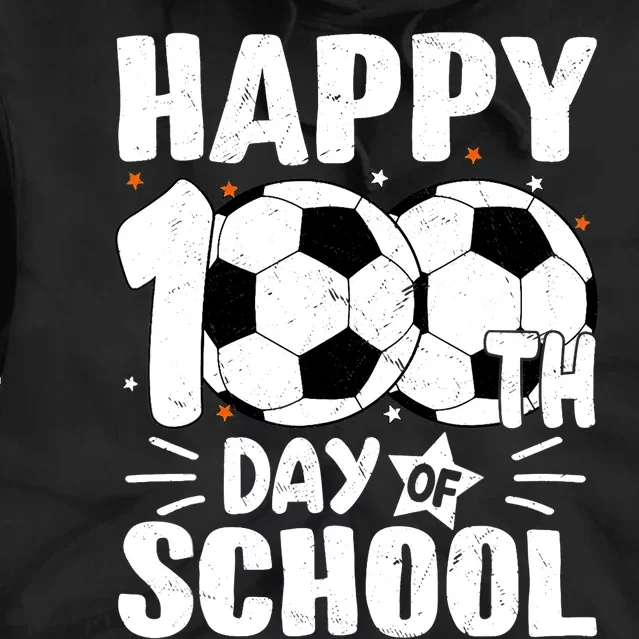 Soccer Happy 100th Day Of School Design Teacher Tie Dye Hoodie