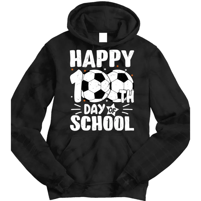 Soccer Happy 100th Day Of School Design Teacher Tie Dye Hoodie