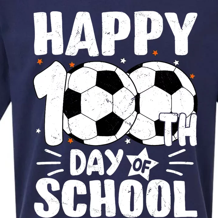 Soccer Happy 100th Day Of School Design Teacher Sueded Cloud Jersey T-Shirt