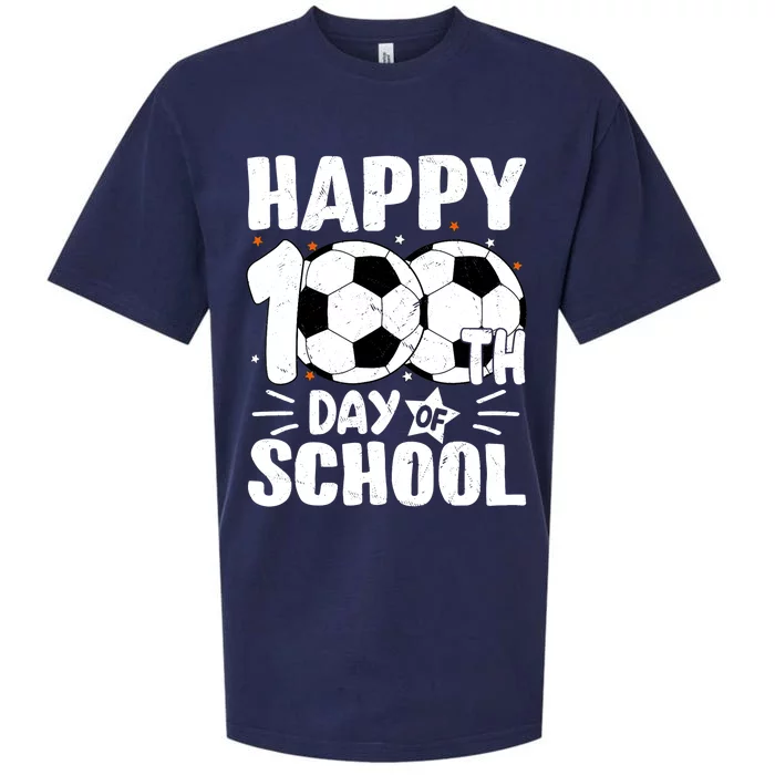 Soccer Happy 100th Day Of School Design Teacher Sueded Cloud Jersey T-Shirt