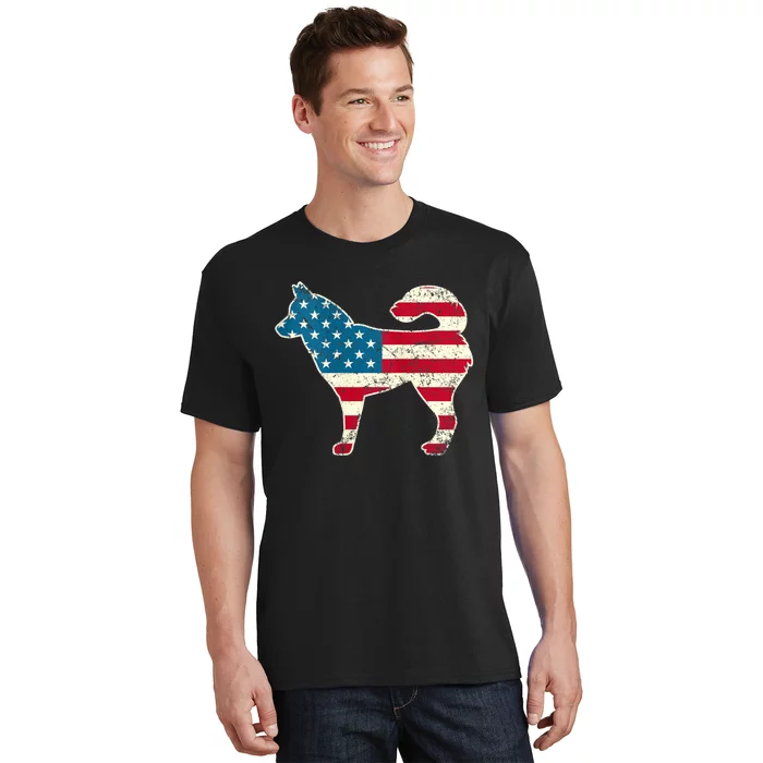 Siberian Husky 4th Of July Dog Lover American Flag T-Shirt