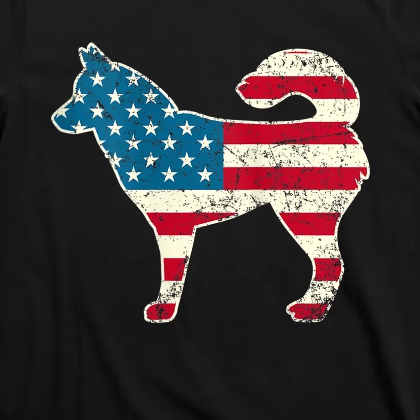 Siberian Husky 4th Of July Dog Lover American Flag T-Shirt