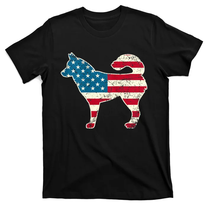 Siberian Husky 4th Of July Dog Lover American Flag T-Shirt