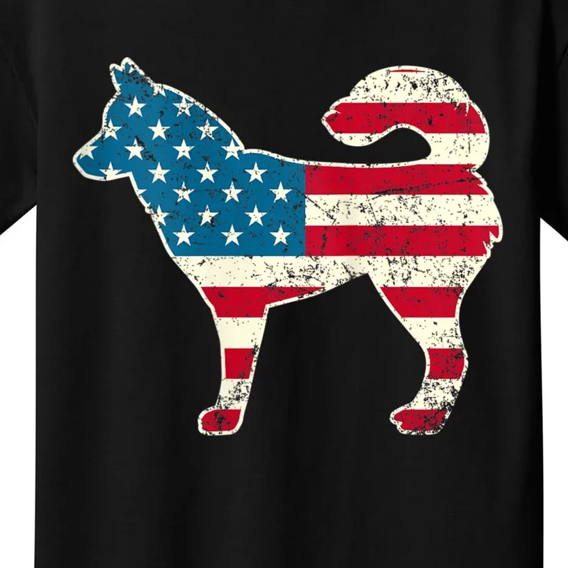 Siberian Husky 4th Of July Dog Lover American Flag Kids T-Shirt