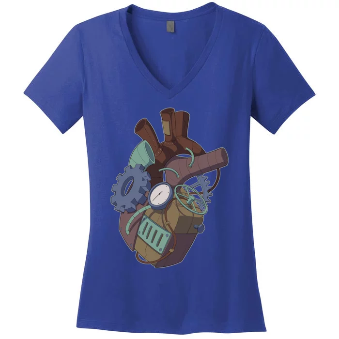 Steampunk Heart Anatomy Mechanical Engineer Cardiologist Great Gift Women's V-Neck T-Shirt