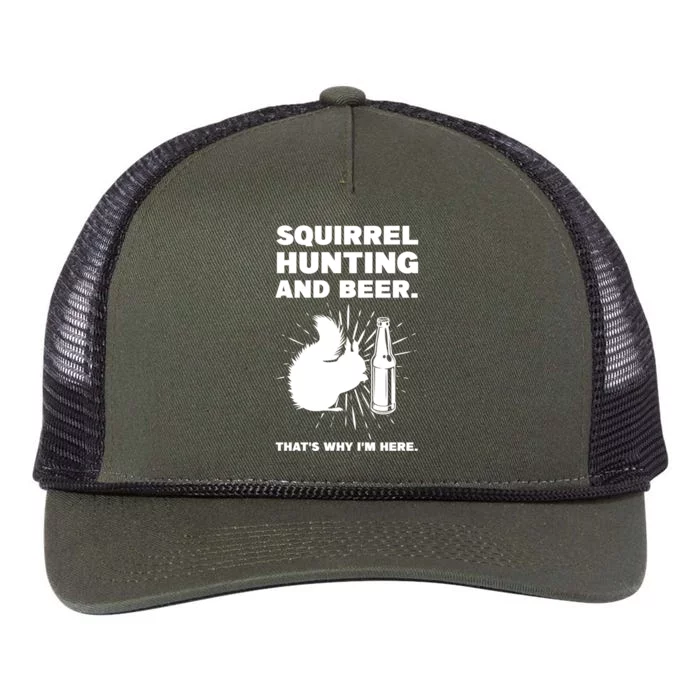 Squirrel Hunting And Beer Squirrel Hunting Funny Gift Retro Rope Trucker Hat Cap