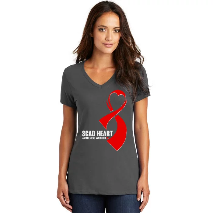 SCAD Heart Awareness Warrior Heart Attack Awareness Women's V-Neck T-Shirt