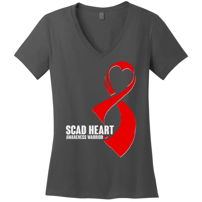 SCAD Heart Awareness Warrior Heart Attack Awareness Women's V-Neck T-Shirt