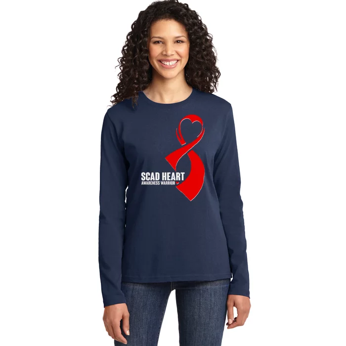 SCAD Heart Awareness Warrior Heart Attack Awareness Ladies Long Sleeve Shirt