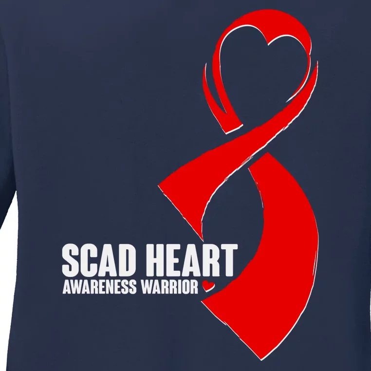 SCAD Heart Awareness Warrior Heart Attack Awareness Ladies Long Sleeve Shirt