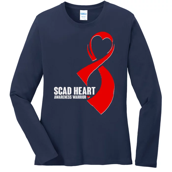 SCAD Heart Awareness Warrior Heart Attack Awareness Ladies Long Sleeve Shirt