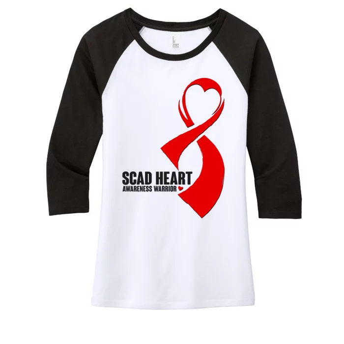 SCAD Heart Awareness Warrior Heart Attack Awareness Women's Tri-Blend 3/4-Sleeve Raglan Shirt