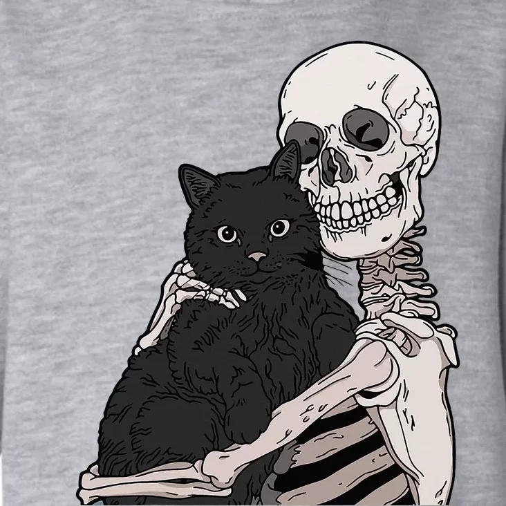 Skeleton Holding A Cat Lazy Halloween Costume Skull Toddler Hoodie