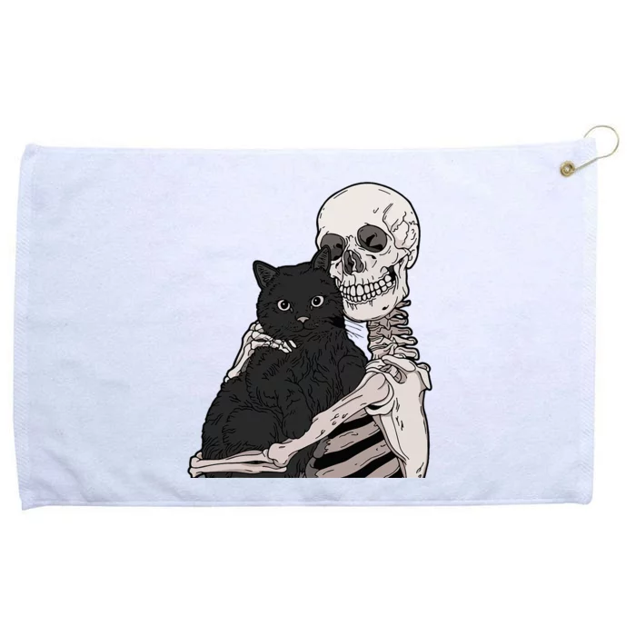 Skeleton Holding A Cat Lazy Halloween Costume Skull Grommeted Golf Towel