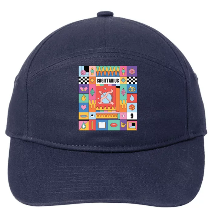 Sagittarius Horoscope Abstract Zodiac Art Mystic Symbols Gift 7-Panel Snapback Hat