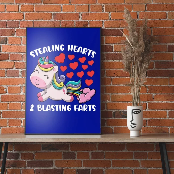 Stealing Hearts And Blasting Farts Valentines Unicorn Gift Poster