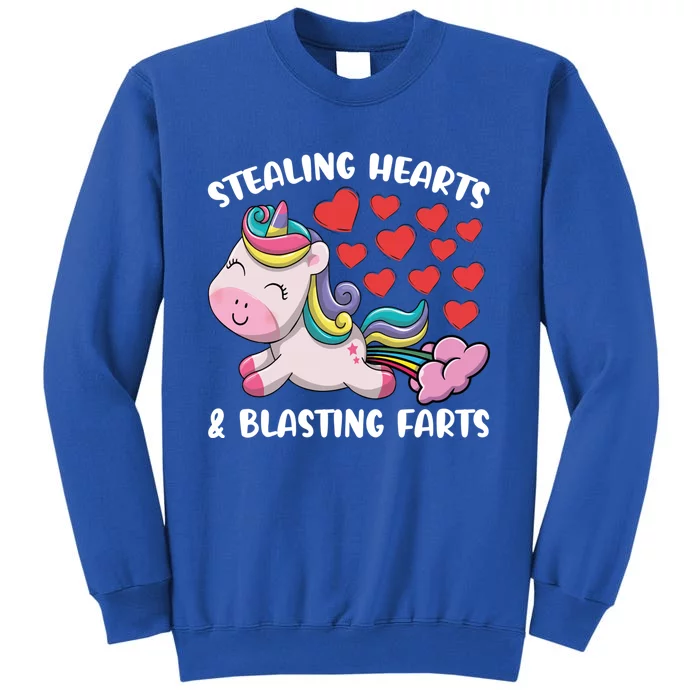 Stealing Hearts And Blasting Farts Valentines Unicorn Gift Tall Sweatshirt