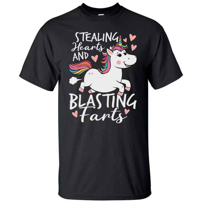 Stealing Hearts And Blasting Farts Funny Unicorn Tall T-Shirt