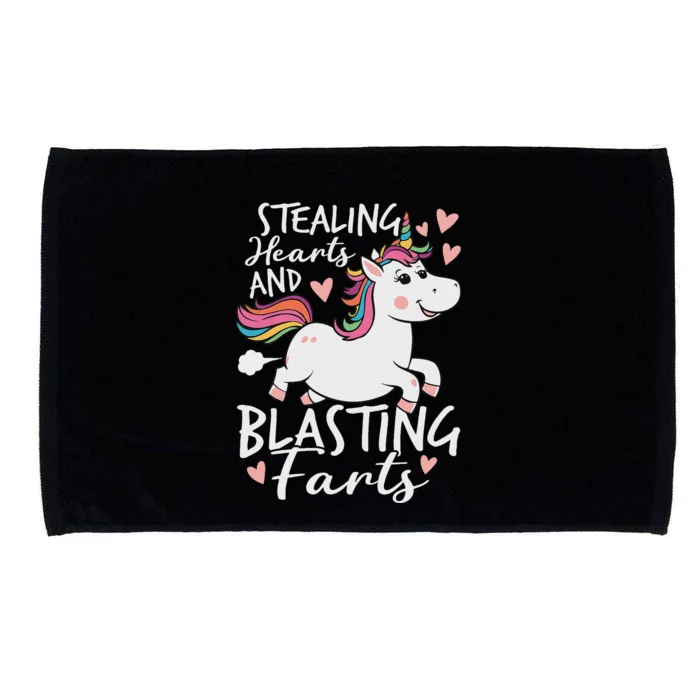 Stealing Hearts And Blasting Farts Funny Unicorn Microfiber Hand Towel