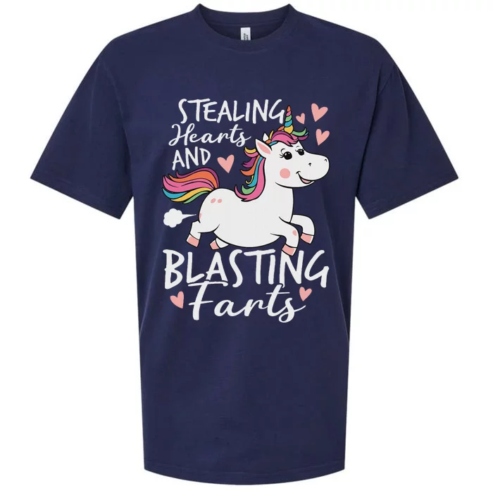 Stealing Hearts And Blasting Farts Funny Unicorn Sueded Cloud Jersey T-Shirt