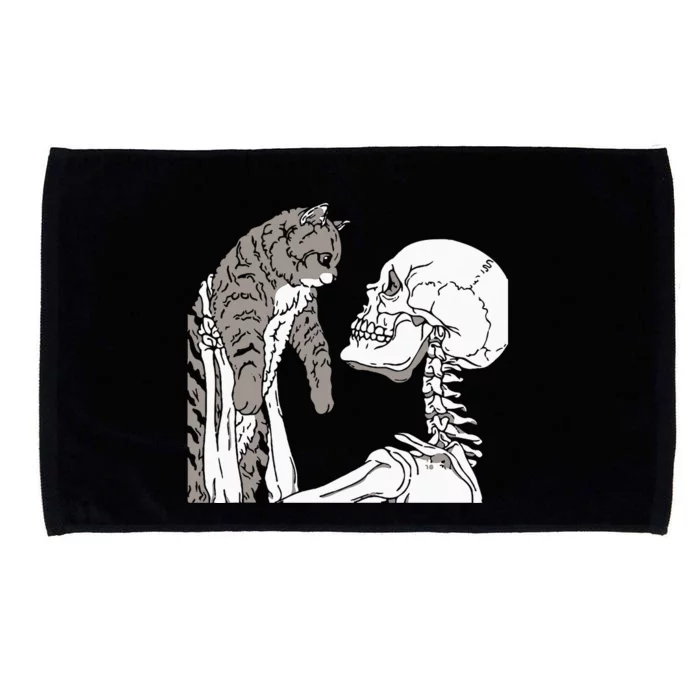 Skeleton Holding A Cat Lazy Halloween Costume Skull Microfiber Hand Towel