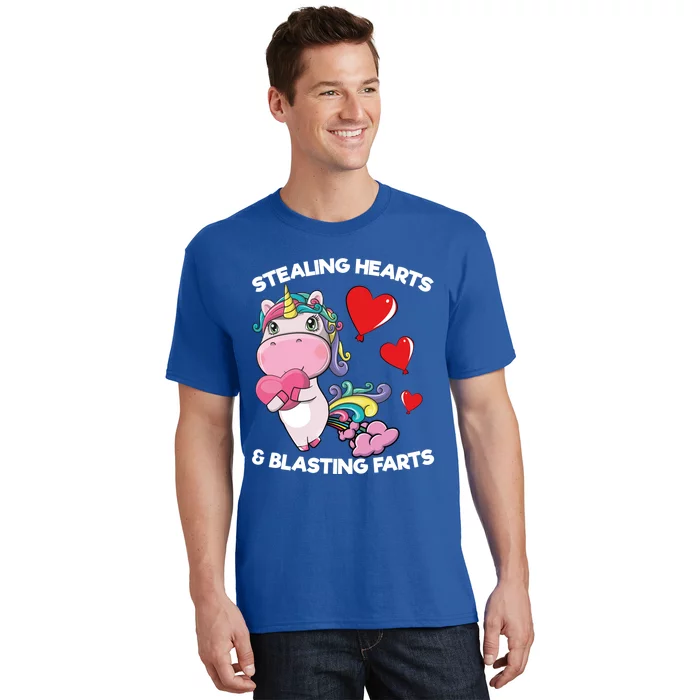 Stealing Hearts And Blasting Farts Valentines Unicorn Gift T-Shirt