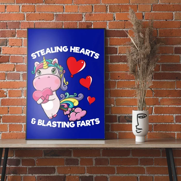 Stealing Hearts And Blasting Farts Valentines Unicorn Gift Poster