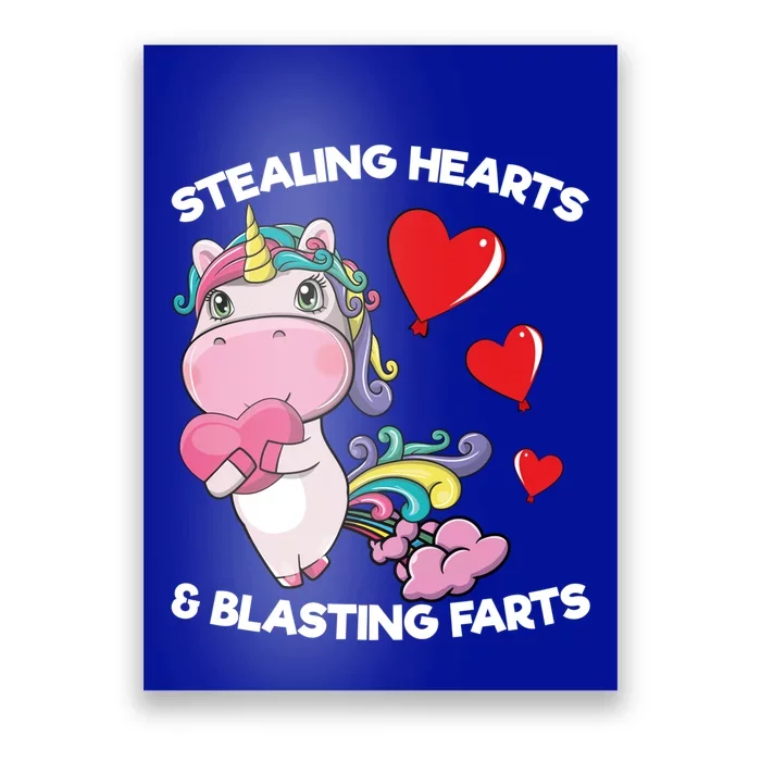 Stealing Hearts And Blasting Farts Valentines Unicorn Gift Poster