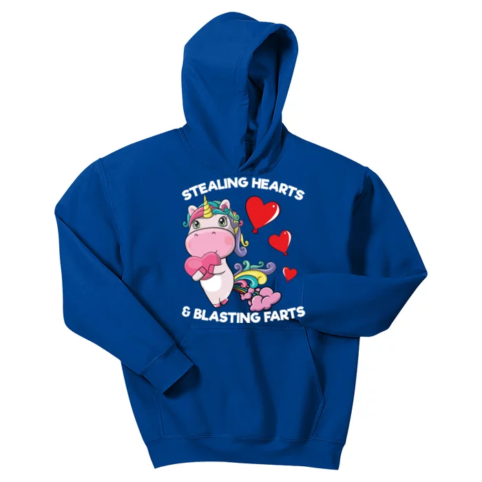 Stealing Hearts And Blasting Farts Valentines Unicorn Gift Kids Hoodie