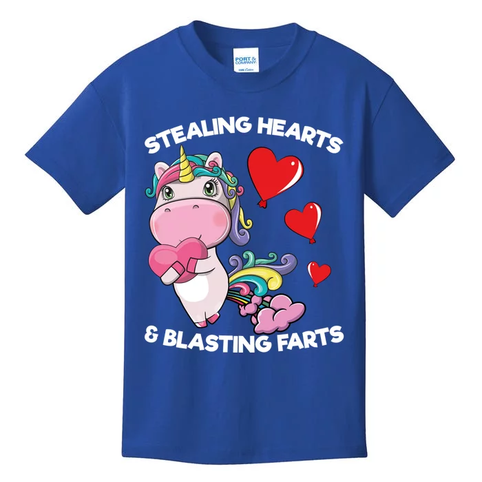 Stealing Hearts And Blasting Farts Valentines Unicorn Gift Kids T-Shirt