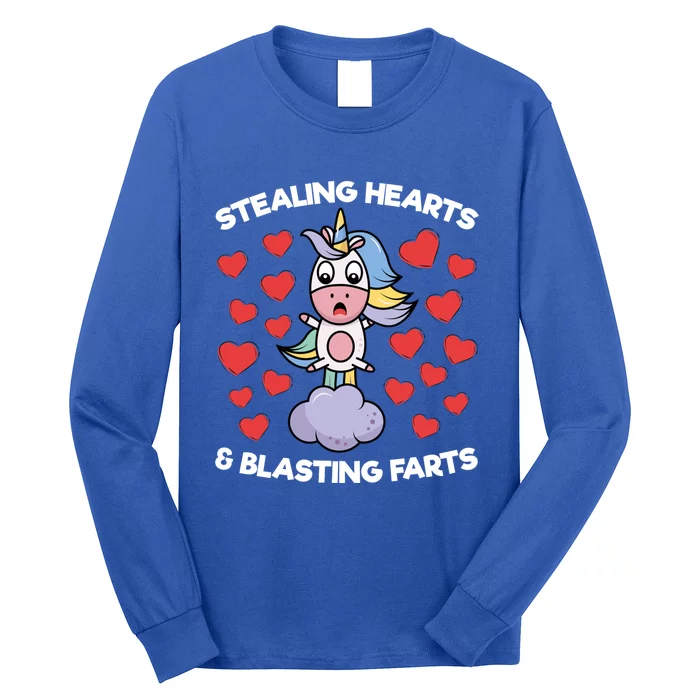 Stealing Hearts And Blasting Farts Valentines Unicorn Funny Gift Long Sleeve Shirt