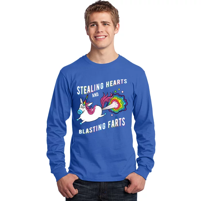 Stealing Hearts And Blasting Farts Unicorn Valentines Gift Long Sleeve Shirt