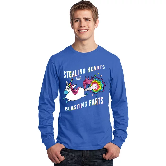 Stealing Hearts And Blasting Farts Unicorn Valentines Gift Tall Long Sleeve T-Shirt