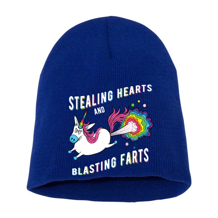 Stealing Hearts And Blasting Farts Unicorn Valentines Gift Short Acrylic Beanie