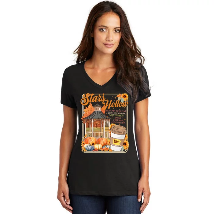 Stars Hollow Autumn Festival First Weekend On November Gilmore Fall Vibe Women's V-Neck T-Shirt