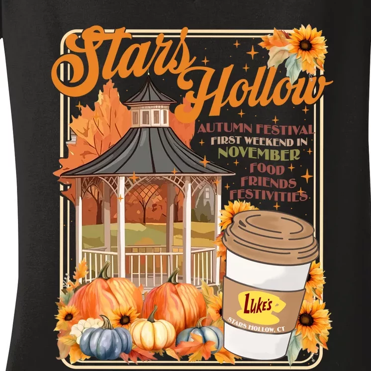 Stars Hollow Autumn Festival First Weekend On November Gilmore Fall Vibe Women's V-Neck T-Shirt