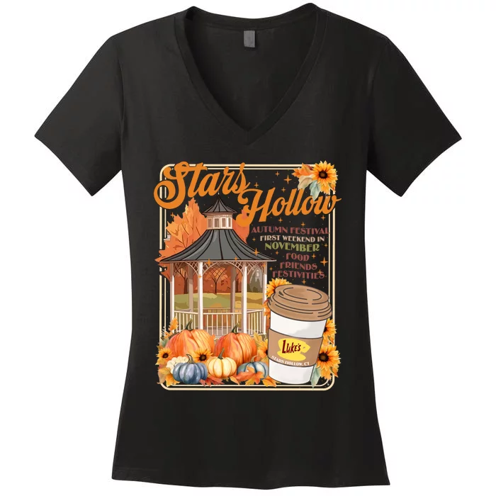 Stars Hollow Autumn Festival First Weekend On November Gilmore Fall Vibe Women's V-Neck T-Shirt