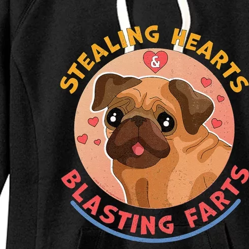 Stealing Hearts And Blasting Farts Dog Pug Valentine's Day Women's Fleece Hoodie