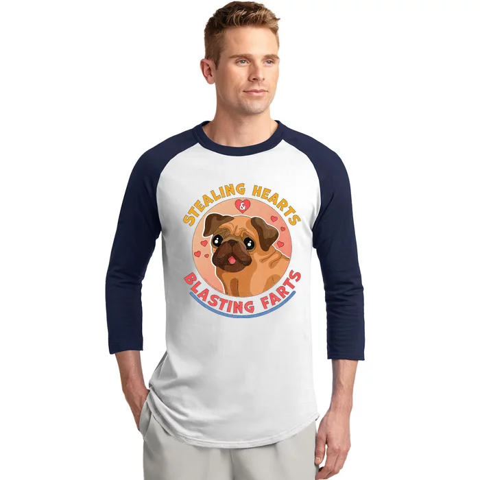 Stealing Hearts And Blasting Farts Dog Pug Valentine's Day Baseball Sleeve Shirt