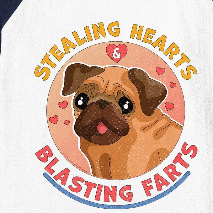 Stealing Hearts And Blasting Farts Dog Pug Valentine's Day Baseball Sleeve Shirt