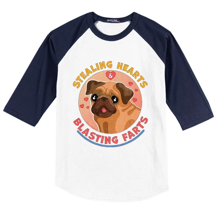 Stealing Hearts And Blasting Farts Dog Pug Valentine's Day Baseball Sleeve Shirt