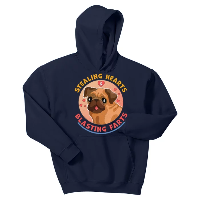 Stealing Hearts And Blasting Farts Dog Pug Valentine's Day Kids Hoodie